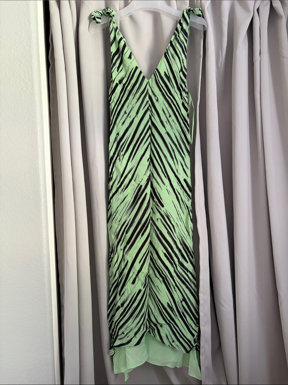 Proenza Schouler Light Green Slip Dress with Black Accents